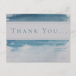 Watercolor Blue Splas Wedding Invitation Thank You Postcard