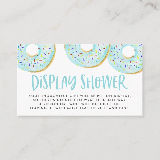 Watercolor Blue Sprinkle Doughnuts Display Shower Enclosure Card (Front)