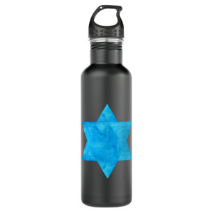 watercolor Blue Star of David 710 Ml Water Bottle