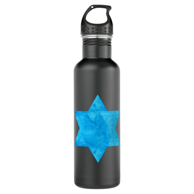 watercolor Blue Star of David 710 Ml Water Bottle (Front)