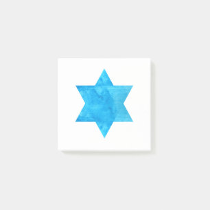 watercolor Blue Star of David Post-it Notes