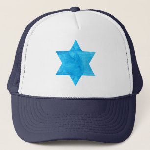 watercolor Blue Star of David Trucker Hat