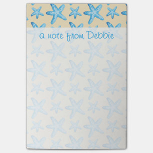 Watercolor Blue Starfish Pattern Add Your Name Post-it Notes