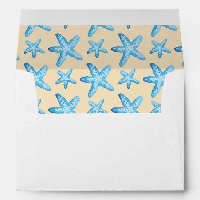 Watercolor Blue Starfish Pattern Envelopes (Back (Bottom))