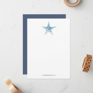 Watercolor Blue Starfish Personalised Thank You Card
