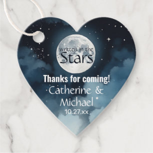 Watercolor Blue Starry Night Sky Celestial Wedding Favour Tags