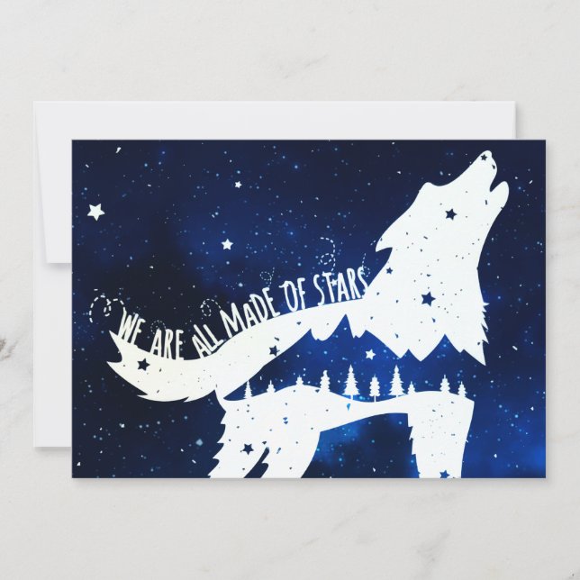 Watercolor Blue Stars Dream Cosmic Inspirational Holiday Card (Front)