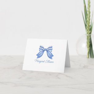 Watercolor Blue Striped Bow Note Cards