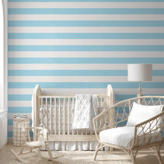 Watercolor Blue Stripes | Baby Nursery Wallpaper