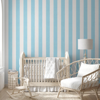 Watercolor Blue Stripes | Baby Nursery Wallpaper
