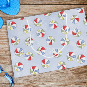 Watercolor Blue Summer Beach Balls Large Gift Bag
