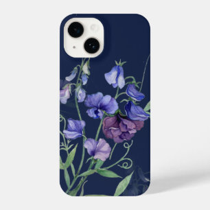 Watercolor Blue Sweet Peas Garden Flower Floral iPhone 14 Case