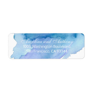 Watercolor Blue Teal Beach Wedding Return Address