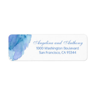 Watercolor Blue Teal Beach Wedding Return Address