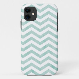 Watercolor Blue/Teal Chevron Pattern iPhone 11 Case