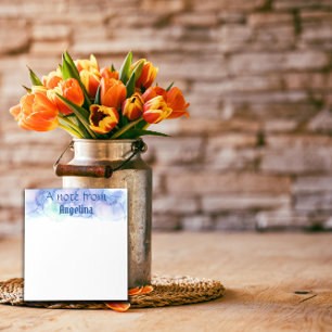 Watercolor blue teal green splash white letter notepad