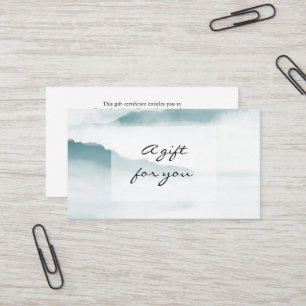 Watercolor blue teal mountains gift certificate