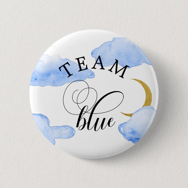 Watercolor Blue Team Blue Button (Front)