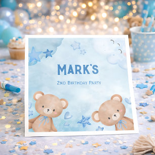watercolor Blue teddy bear kids Napkin