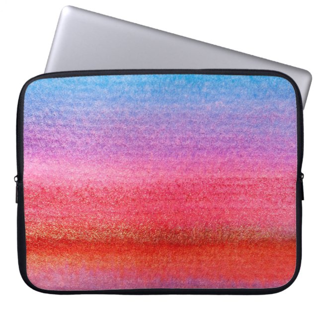 Watercolor Blue to Pink Gradient Blend  Laptop Sleeve (Front)