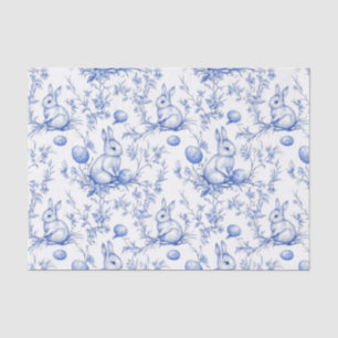 Watercolor Blue Toile De Jouy Easter Bunny Tissue Paper