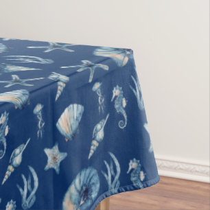 Watercolor Blue Underwater Pattern  Tablecloth