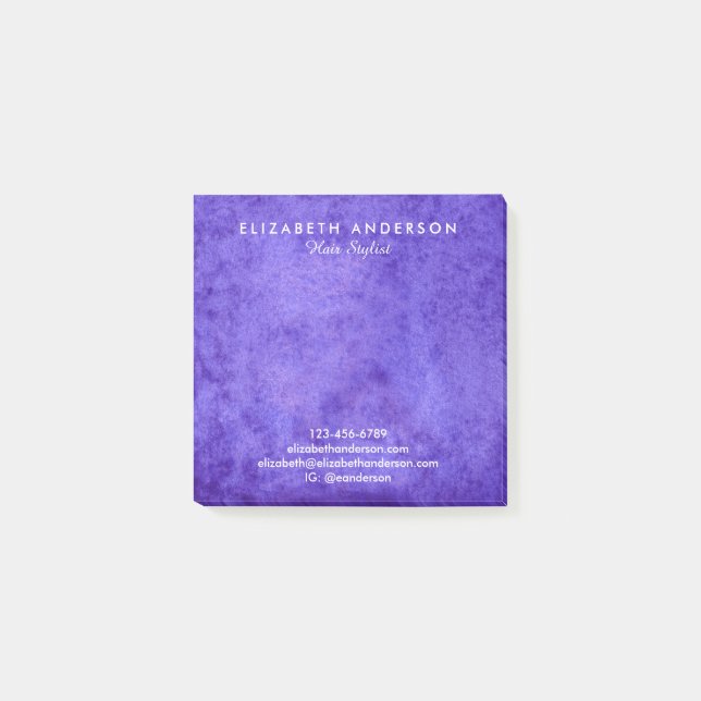 Watercolor blue violet business notes (Front)