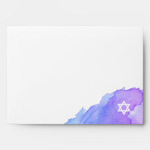 Watercolor Blue Violet Purple Return Address #LC Envelope