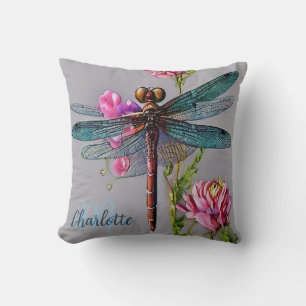 Watercolor Blue W, Personalise Throw  Throw Pillow