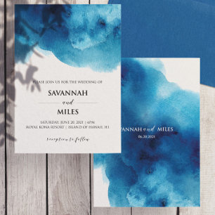 Watercolor Blue Wash Wedding Invitation