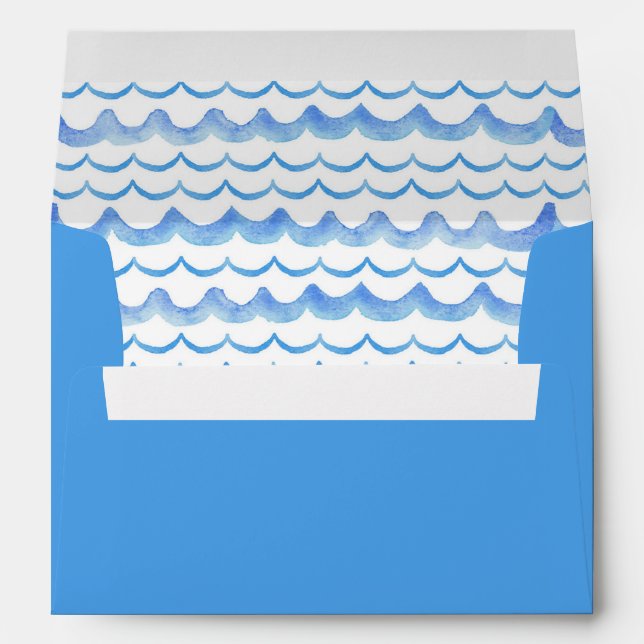 Watercolor Blue Wave Envelopes – Ocean Baby Shower (Back (Bottom))