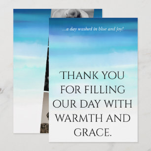 Watercolor blue waves Thank you card