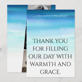 Watercolor blue waves Thank you card