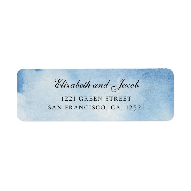 Watercolor blue wedding. Modern nautical address (Front)