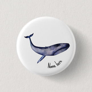 Watercolor Blue Whale 3 Cm Round Badge