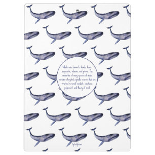 Watercolor blue whale clipboard
