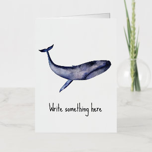 Watercolor Blue Whale Foil Greeting Card