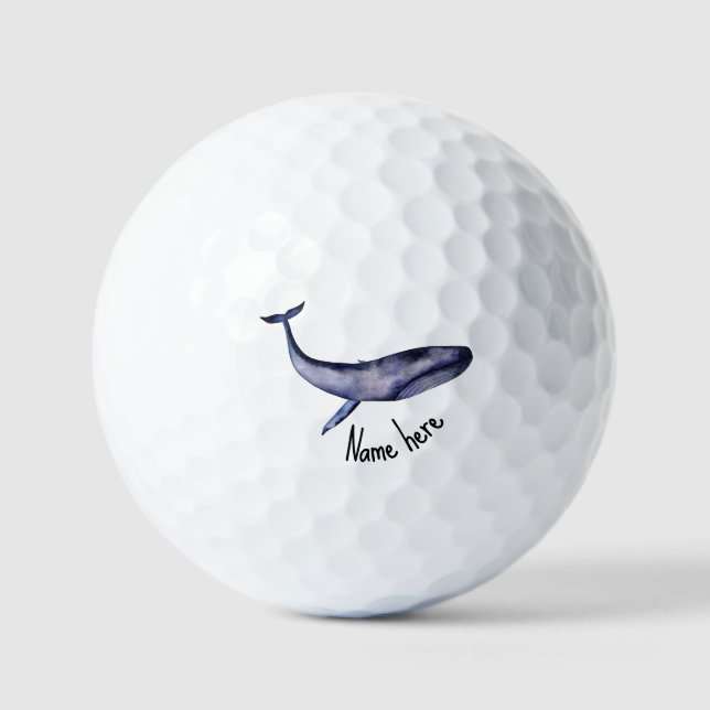 Watercolor Blue Whale Golf Balls (Front)