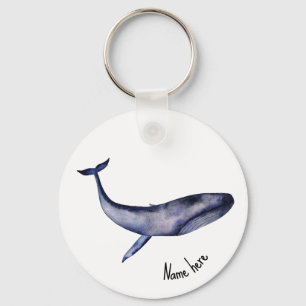 Watercolor Blue Whale Key Ring