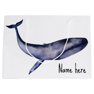 Watercolor Blue Whale Large Gift Bag
