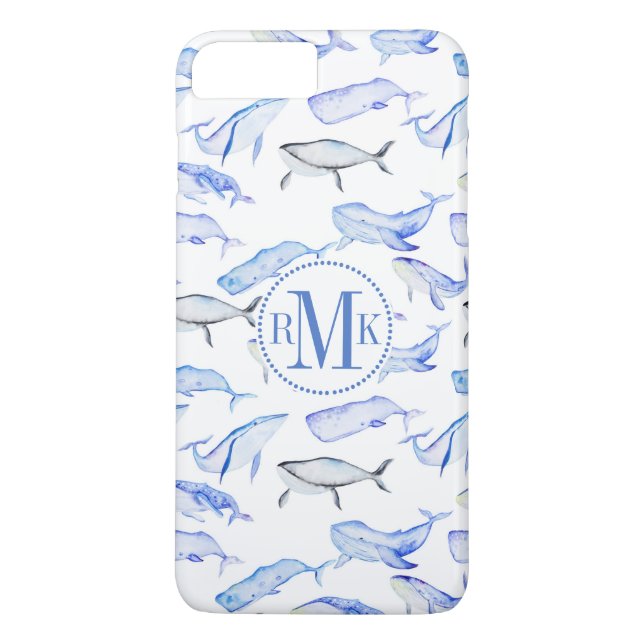 Watercolor Blue Whale Pattern Case-Mate iPhone Case (Back)