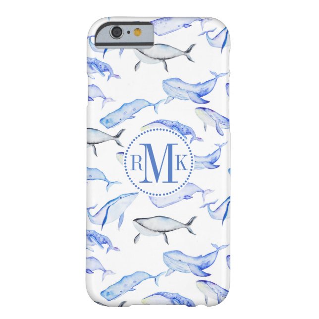 Watercolor Blue Whale Pattern Case-Mate iPhone Case (Back)