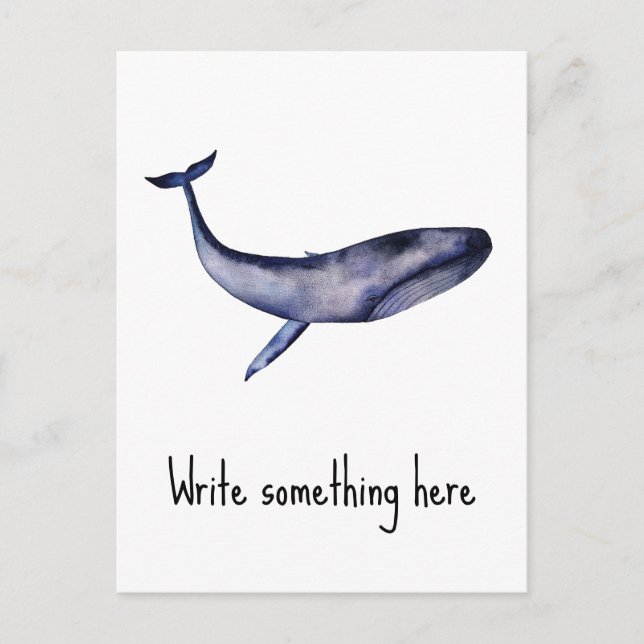 Watercolor Blue Whale Postcard (Front)