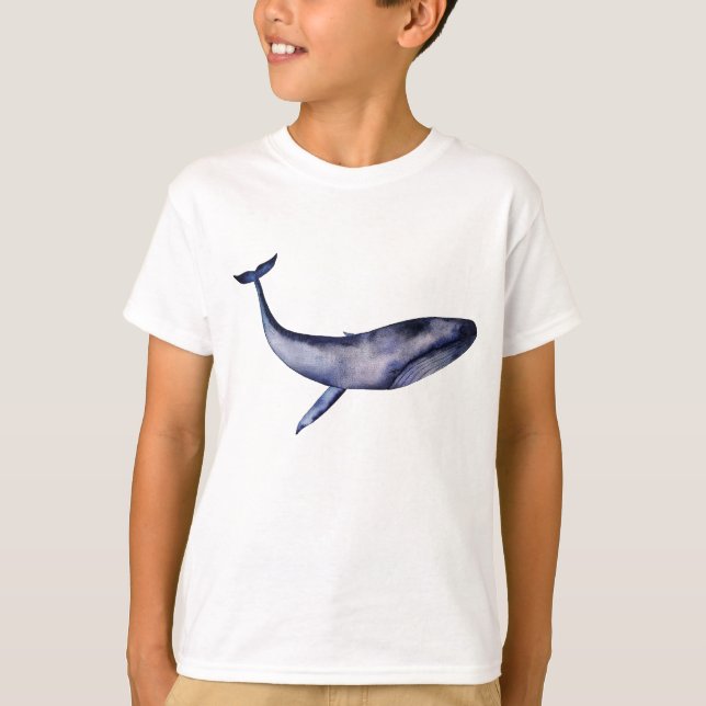 Watercolor Blue Whale T-Shirt (Front)