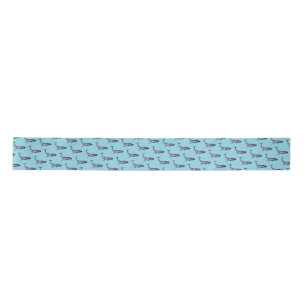 Watercolor Blue Whale Teal Satin Ribbon