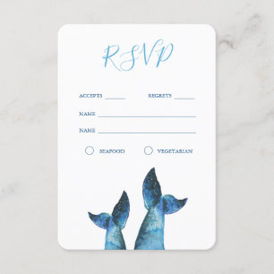 Watercolor Blue Whale Wedding RSVP Card