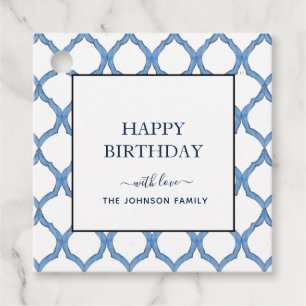Watercolor Blue & white Happy Birthday gift tags