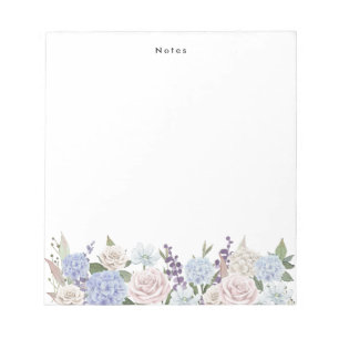 Watercolor Blue White Hydrangeas Personalised Notepad