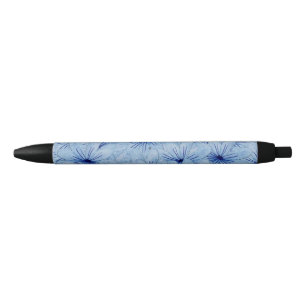 Watercolor Blue Wild Flowers Bouquet Black Ink Pen