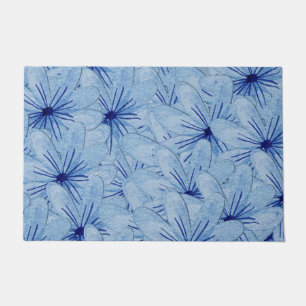 Watercolor Blue Wild Flowers Bouquet Doormat